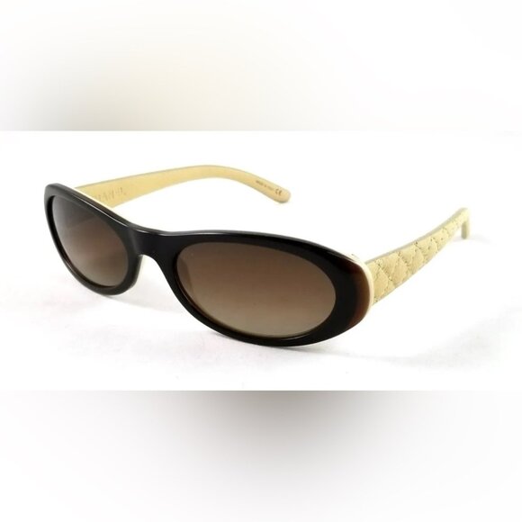 CHANEL Accessories - CHANEL 5129-Q 711/13 BROWN WITH BEIGE LEATHER AND BROWN GR LENSES SUNGLASSES